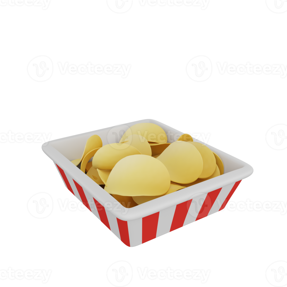 3d rendering of potato chips fast food icon png