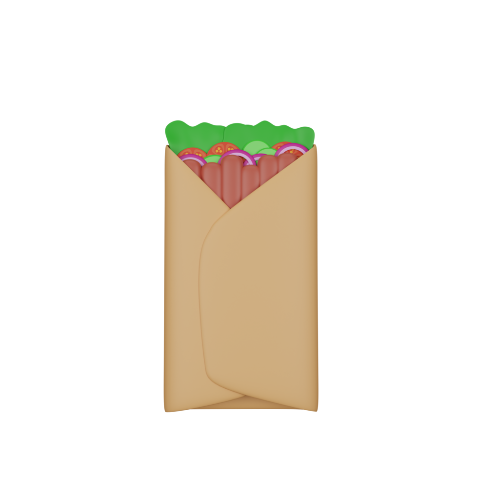 Rendu 3d de l'icône de restauration rapide kebab png