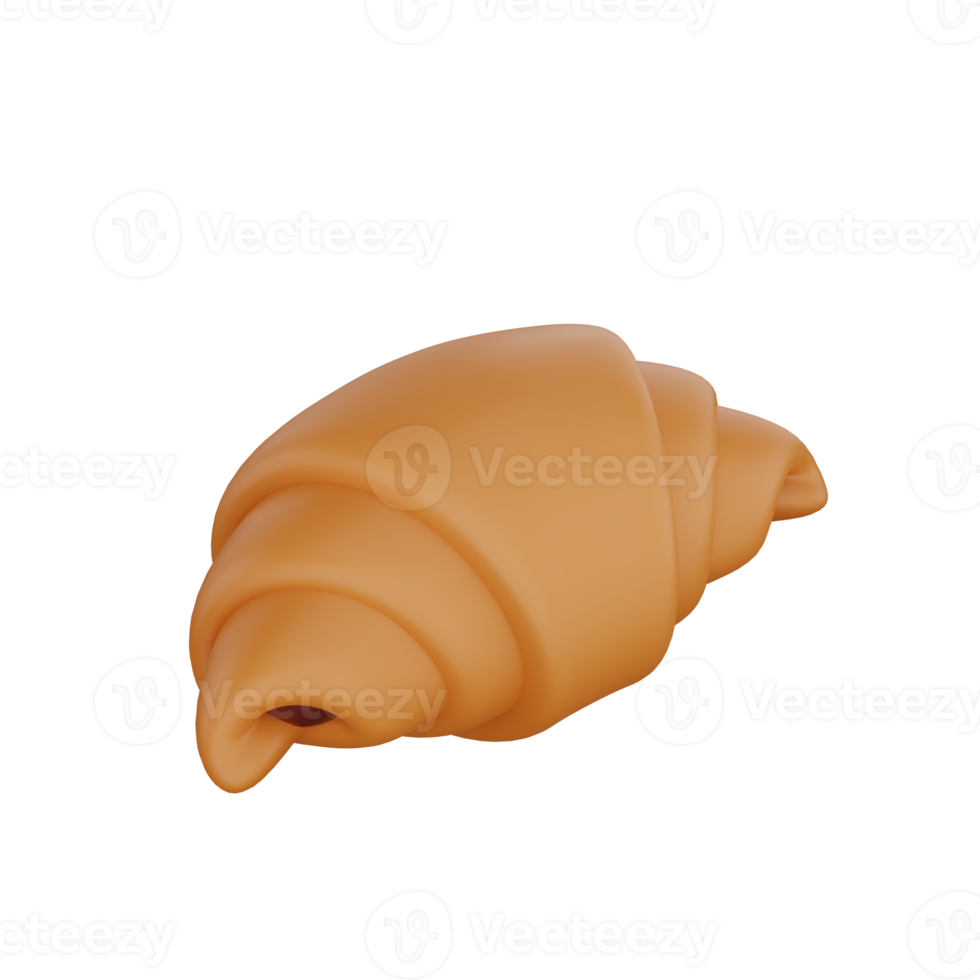 3d rendering of Croissant fast food icon png