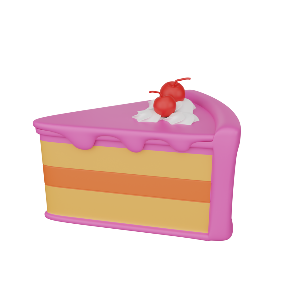 Representación 3D del icono de comida rápida de pastel de rebanada png