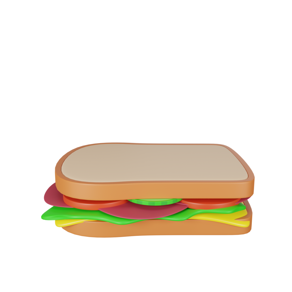 Representación 3D del icono de comida rápida sándwich png