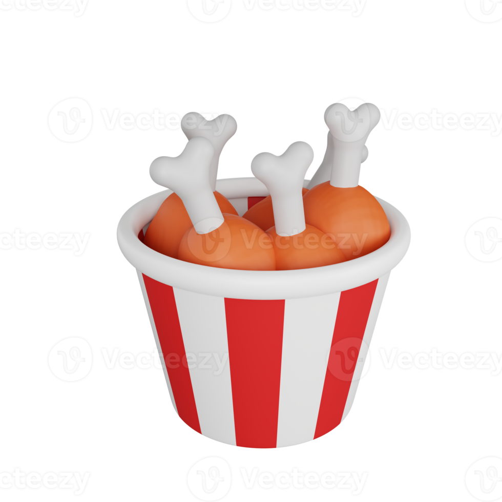 3d rendering of fried chicken fast food icon png