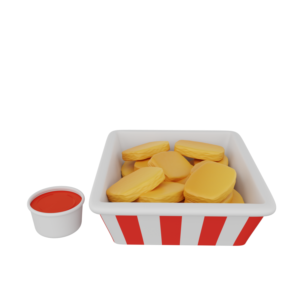 Representación 3d del icono de comida rápida nuggets png