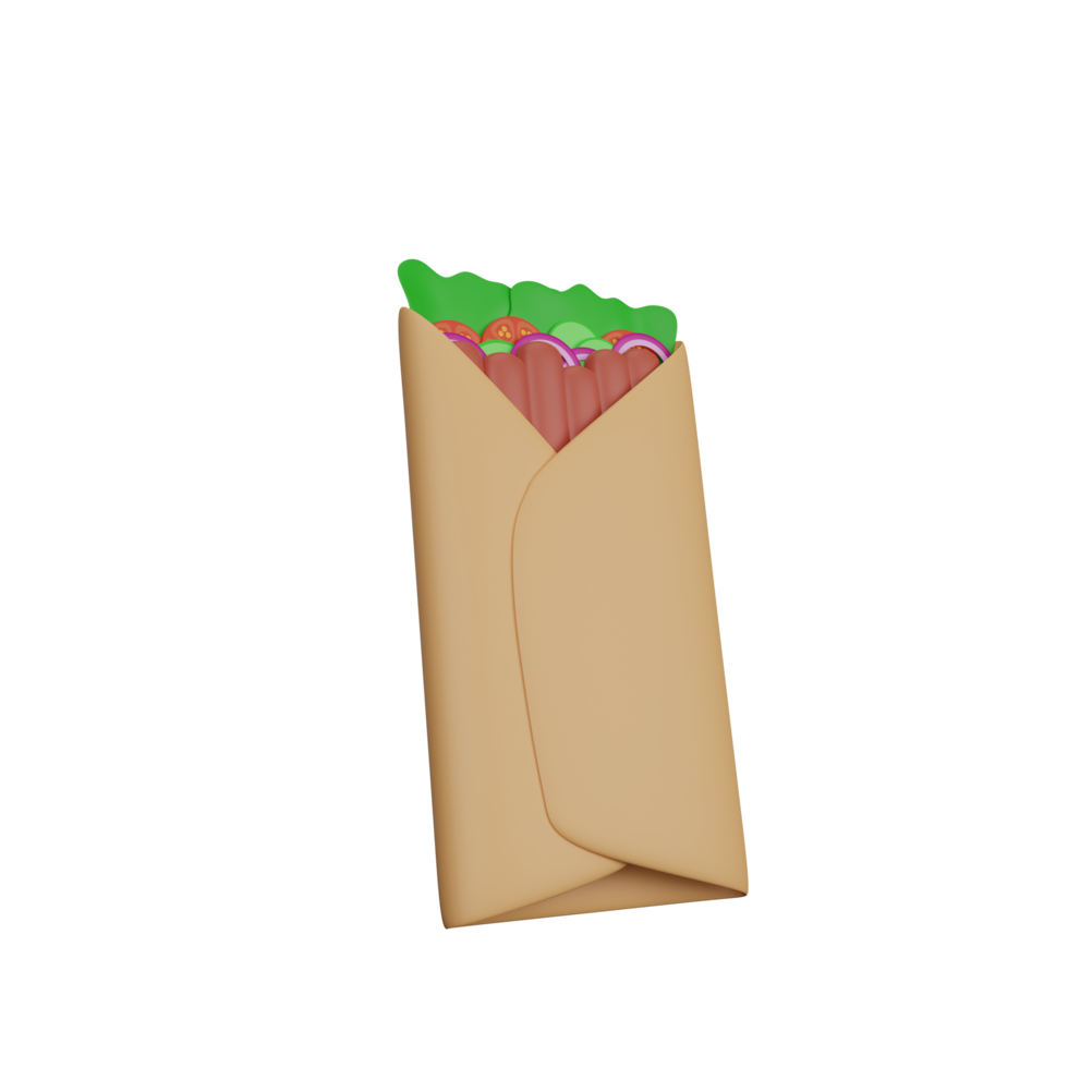 3d rendering of kebab fast food icon png