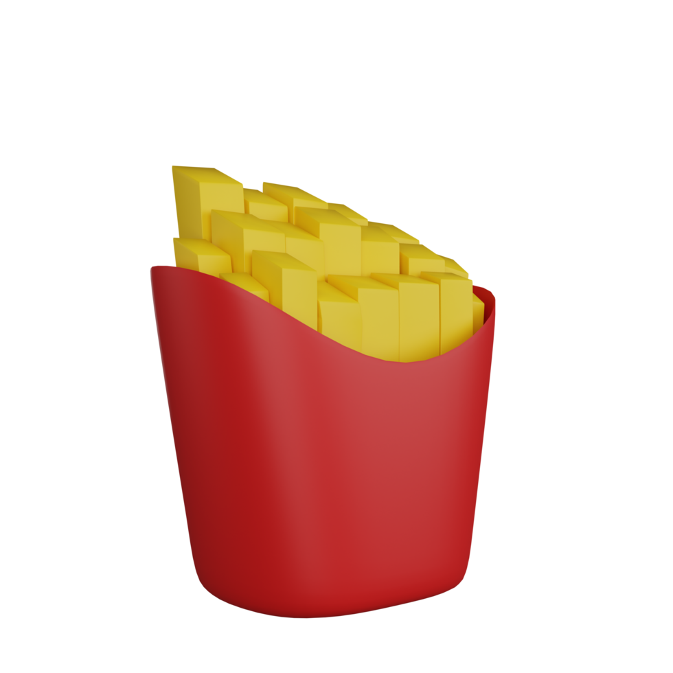 3d tolkning av franska frites skräp mat ikon png