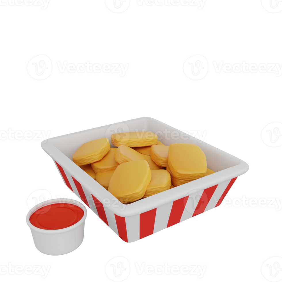3d rendering of nuggets fast food icon png
