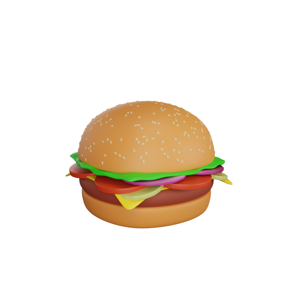 3d rendering of burger junk food icon png
