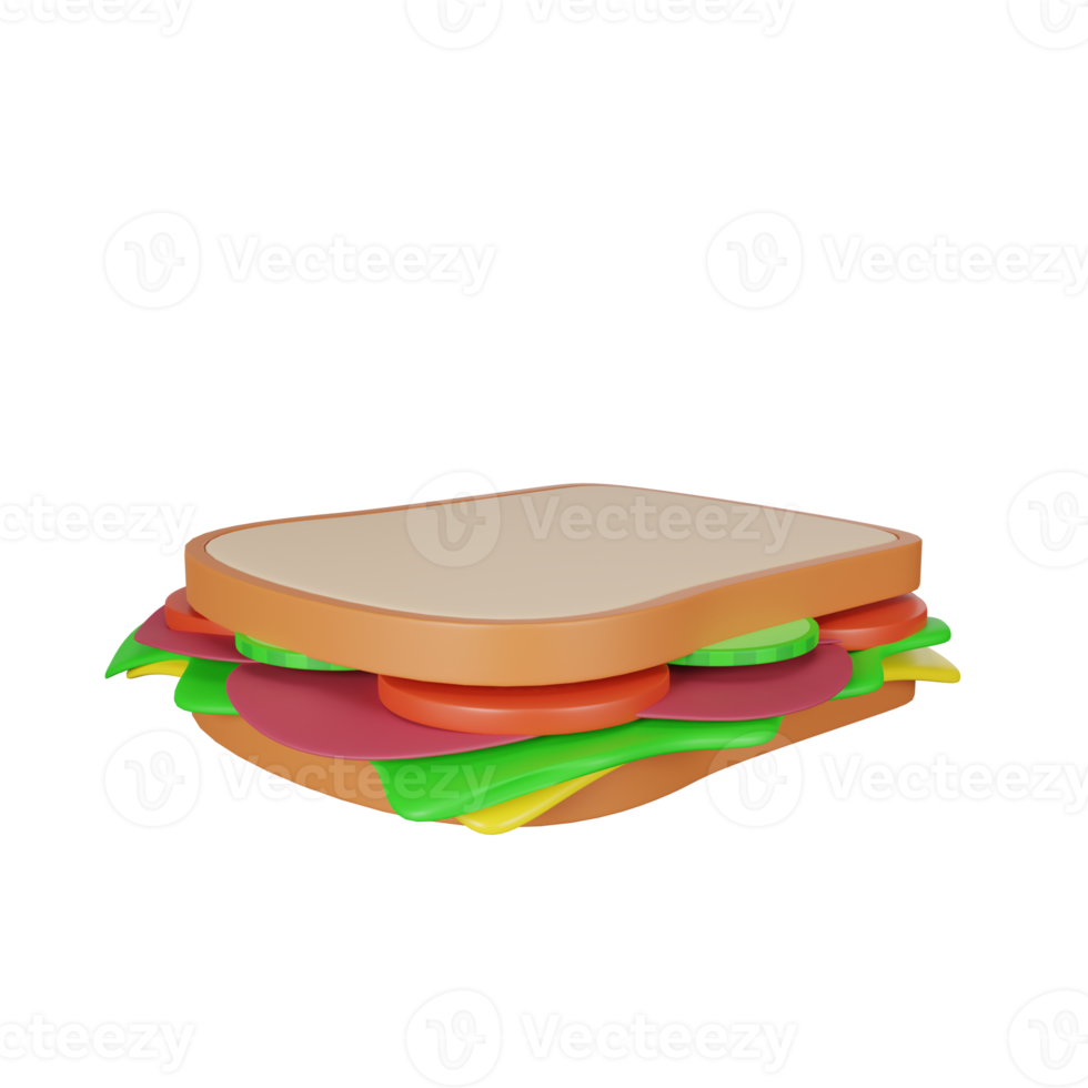 3d renderen van belegd broodje snel voedsel icoon png