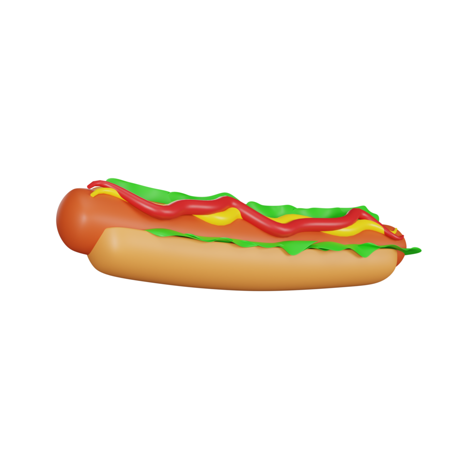 3d rendering of hot dog junk food icon png