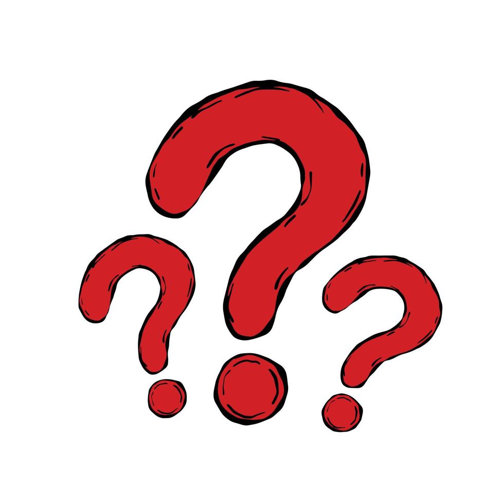 Question mark. Red hand drawn Doodle FAQ symbol. vector