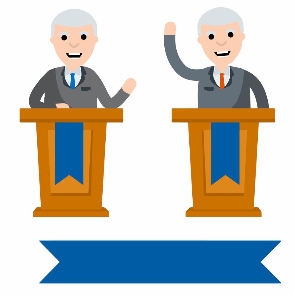 Democratic candidate in the presidential election. Politician is behind the podium. vector