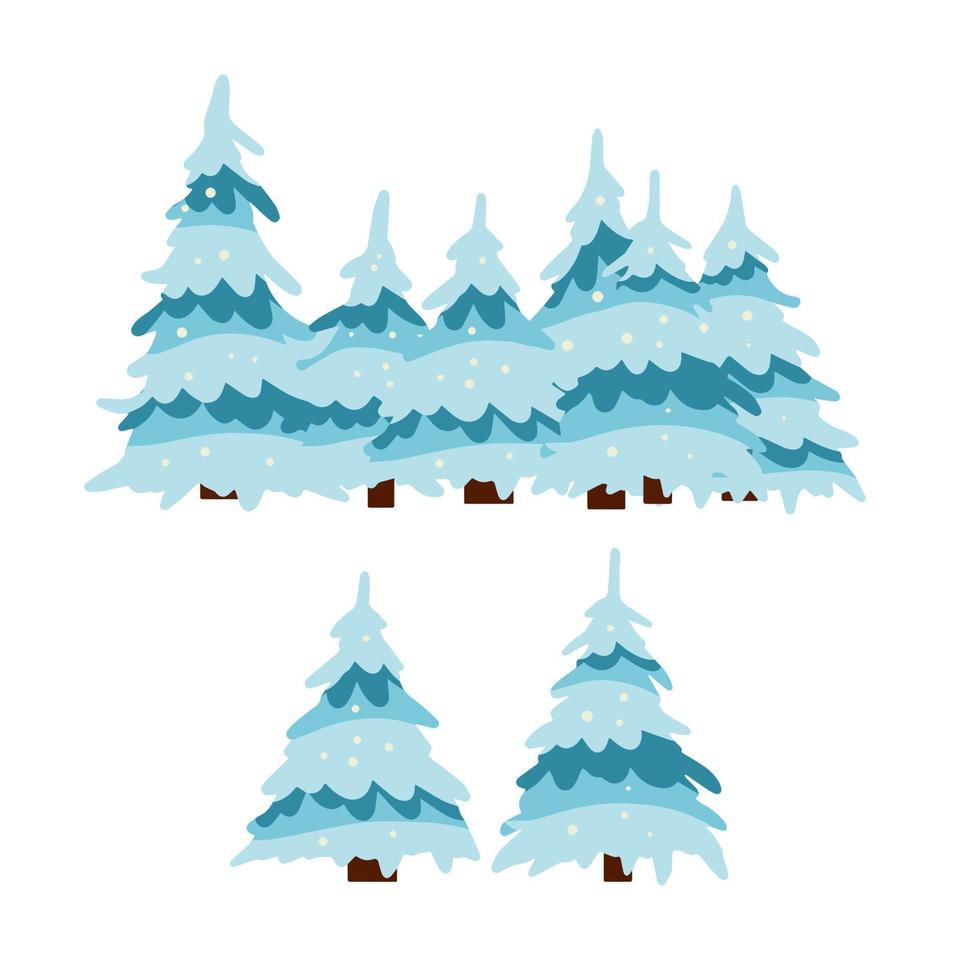 Winter tree. Snow on branches. Element of nature and forests. Cartoon flat illustration. Cold season. New year and Christmas decorations vector