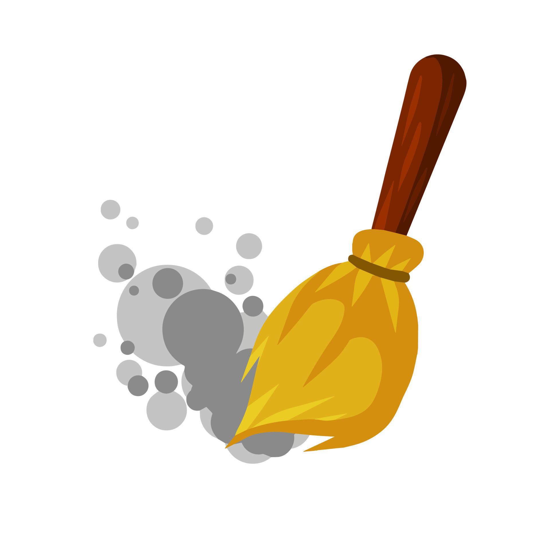 Broom. Drawing besom. Retro cleaning tool. Wooden stick. Household