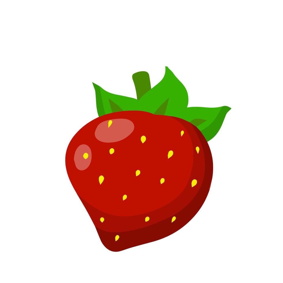 Strawberry. Red sweet berry. Dessert and natural food. Small fruit. Flat cartoon illustration isolated on white vector