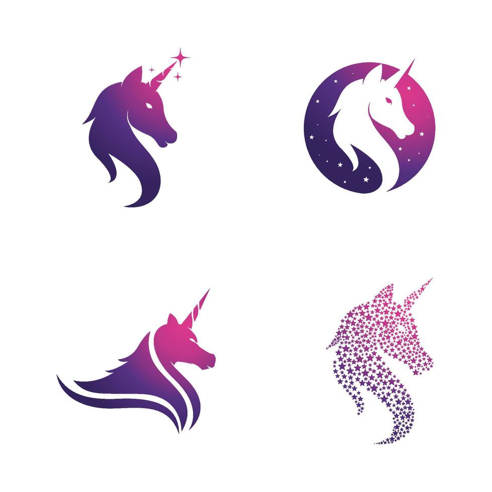 Ilustración de vector de icono de logotipo de unicornio