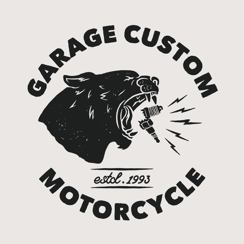 estilo vintage dibujado a mano del logotipo de jaguar, insignia de logotipo personalizado de motocicleta y garaje vector