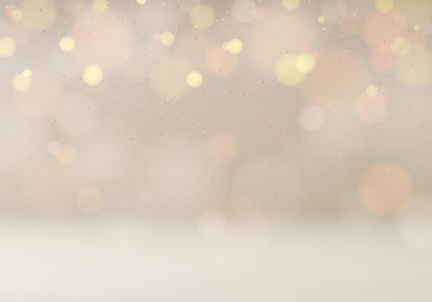 Christmas festive shimmering blurred golden glitter and light bokeh on beige background luxury style vector