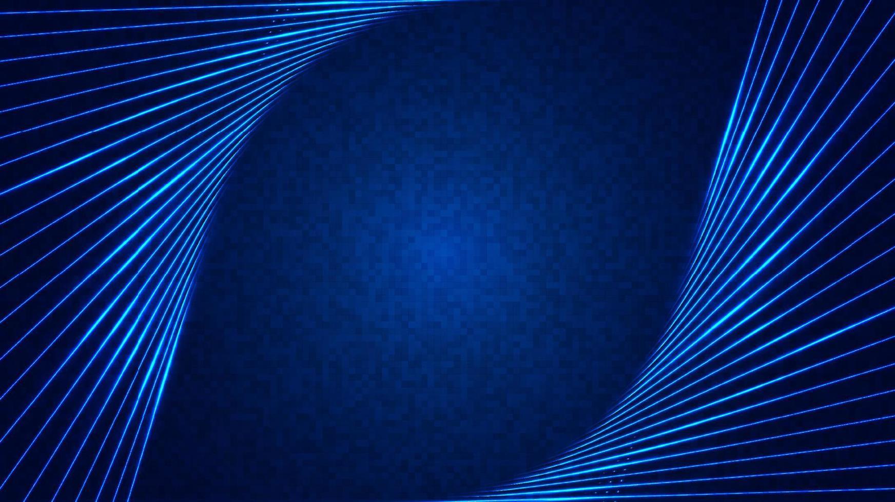 Abstract technology concept glowing blue neon lines with lighting effect on dark blue background vector