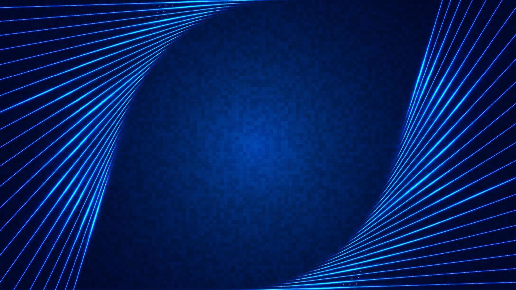 concepto de tecnología abstracta líneas de neón azul brillante con efecto de iluminación sobre fondo azul oscuro vector