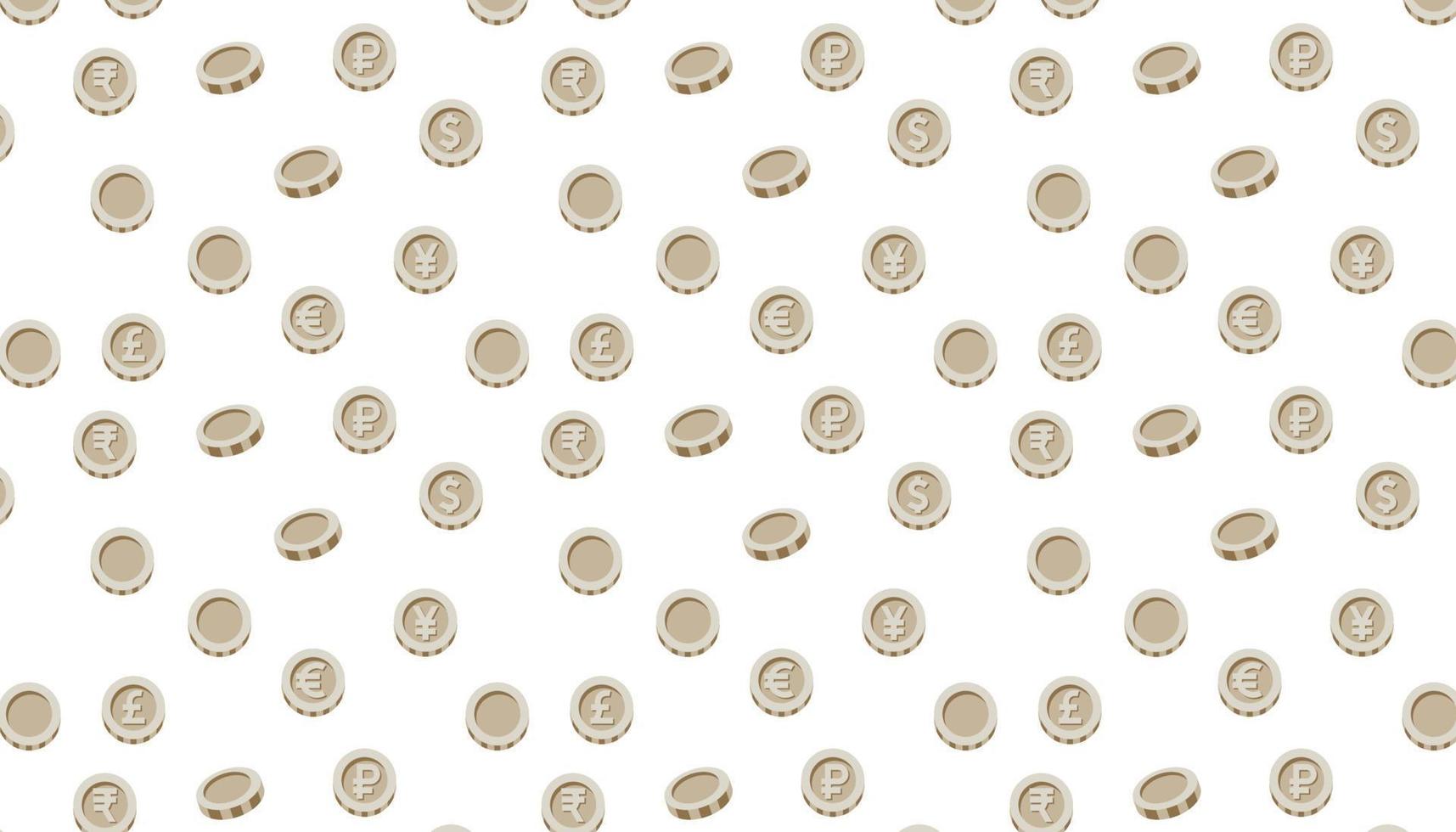 Seamless pattern with coins signs. vector