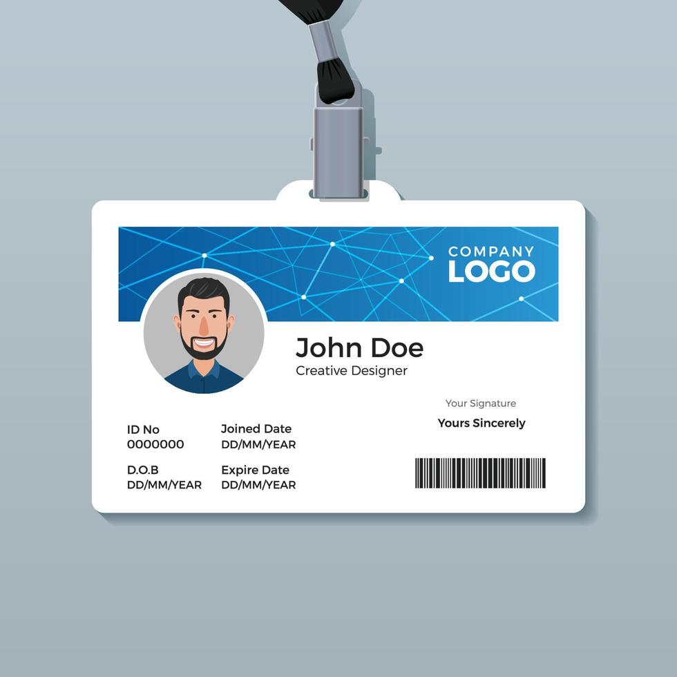 Modern Blue Polygon ID Card Template vector