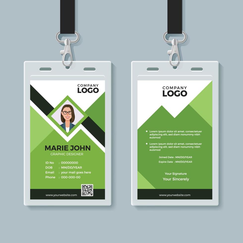 plantilla de diseño de tarjeta de identificación verde creativa vector