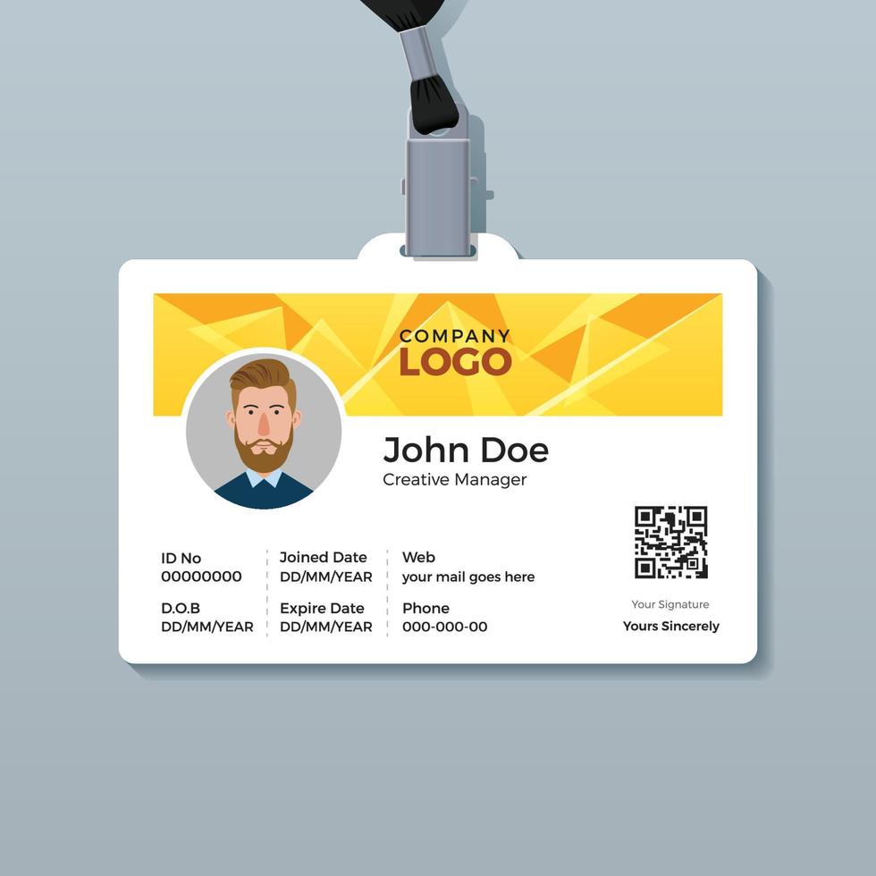 Multipurpose ID Card Template with Yellow Pyramid Background vector