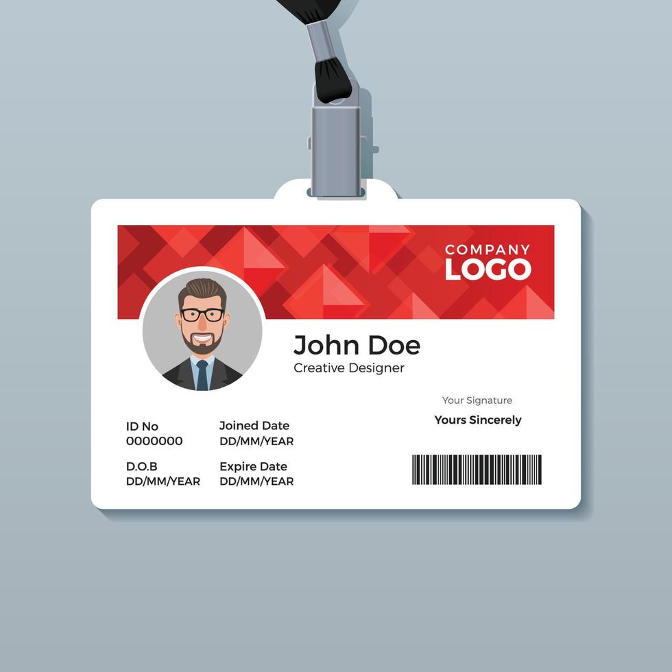 Red Diamond ID Card Template vector