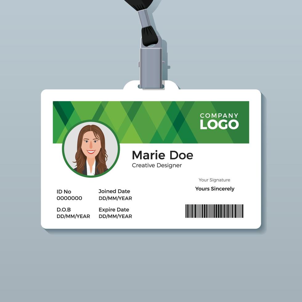 Simple Green Identity Card Template vector