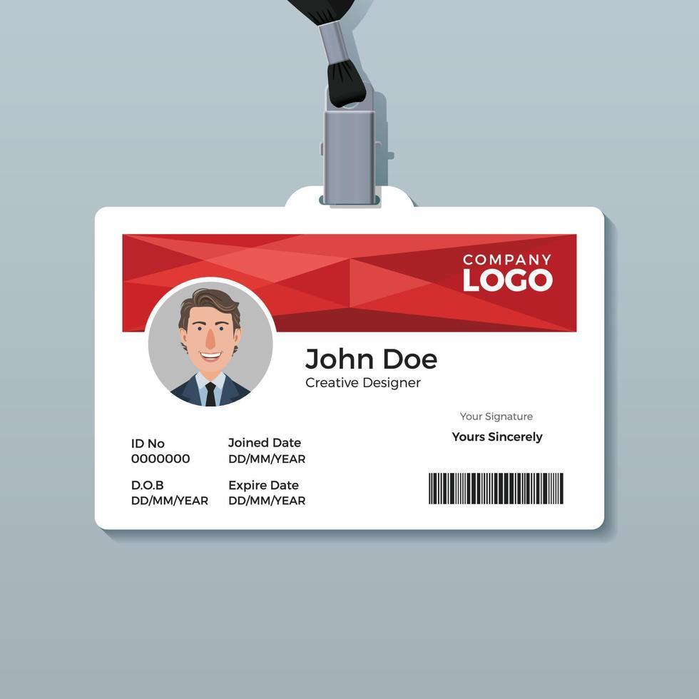 Red Geometric ID Card Template vector