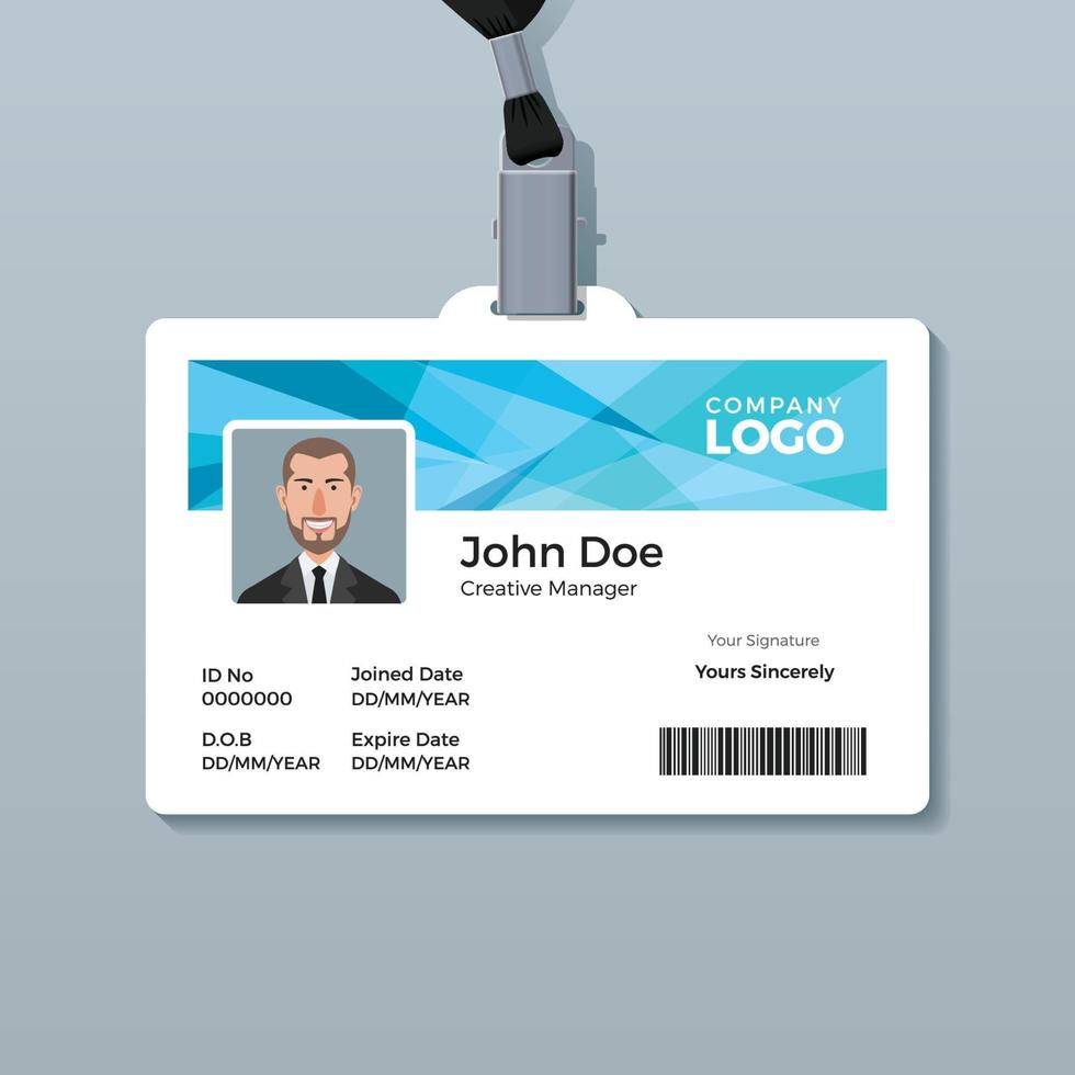 ID Card Template with Abstract Blue Background vector