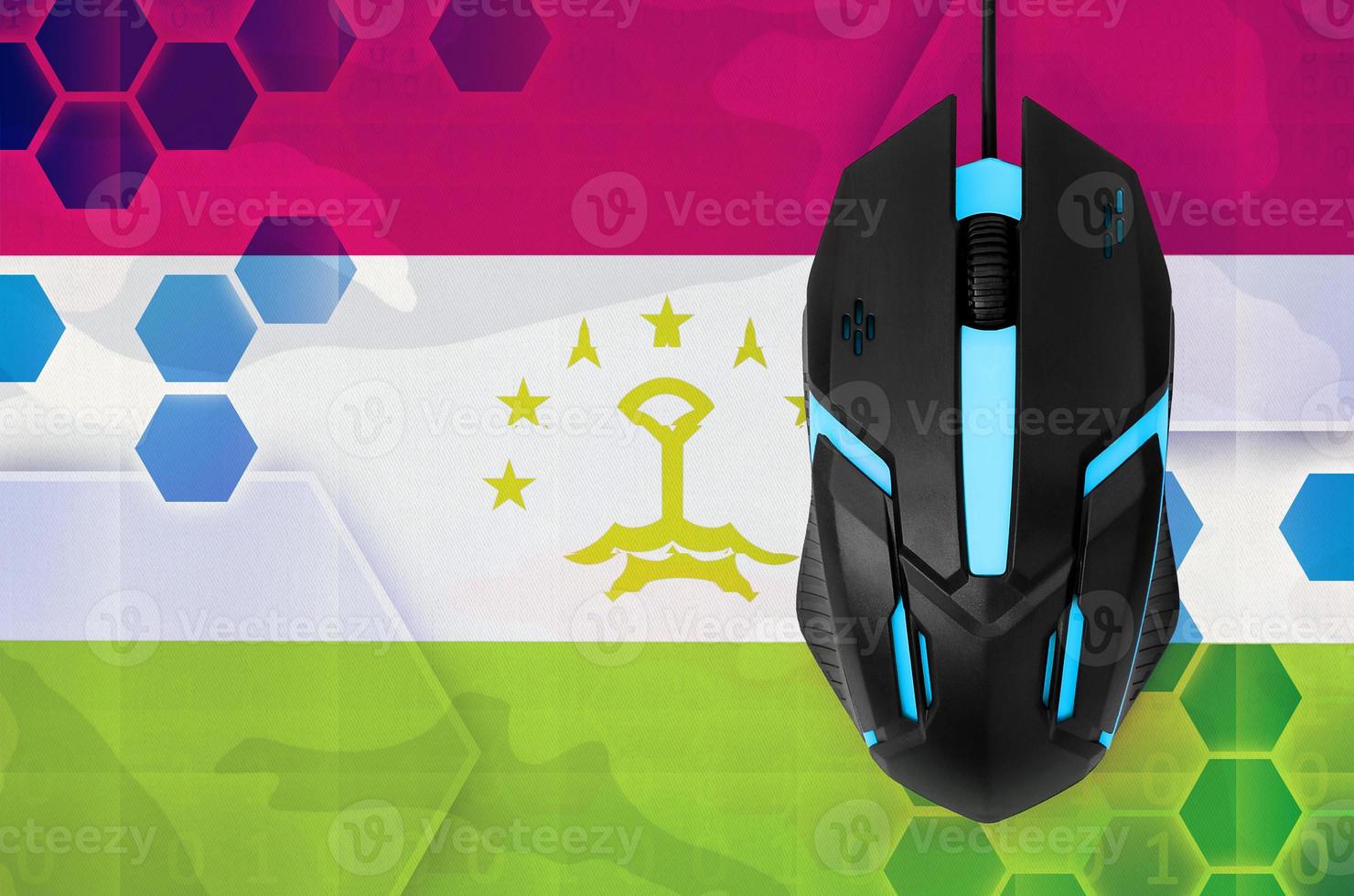 Tajikistan flag and computer mouse. Concept of country representing e-sports team photo