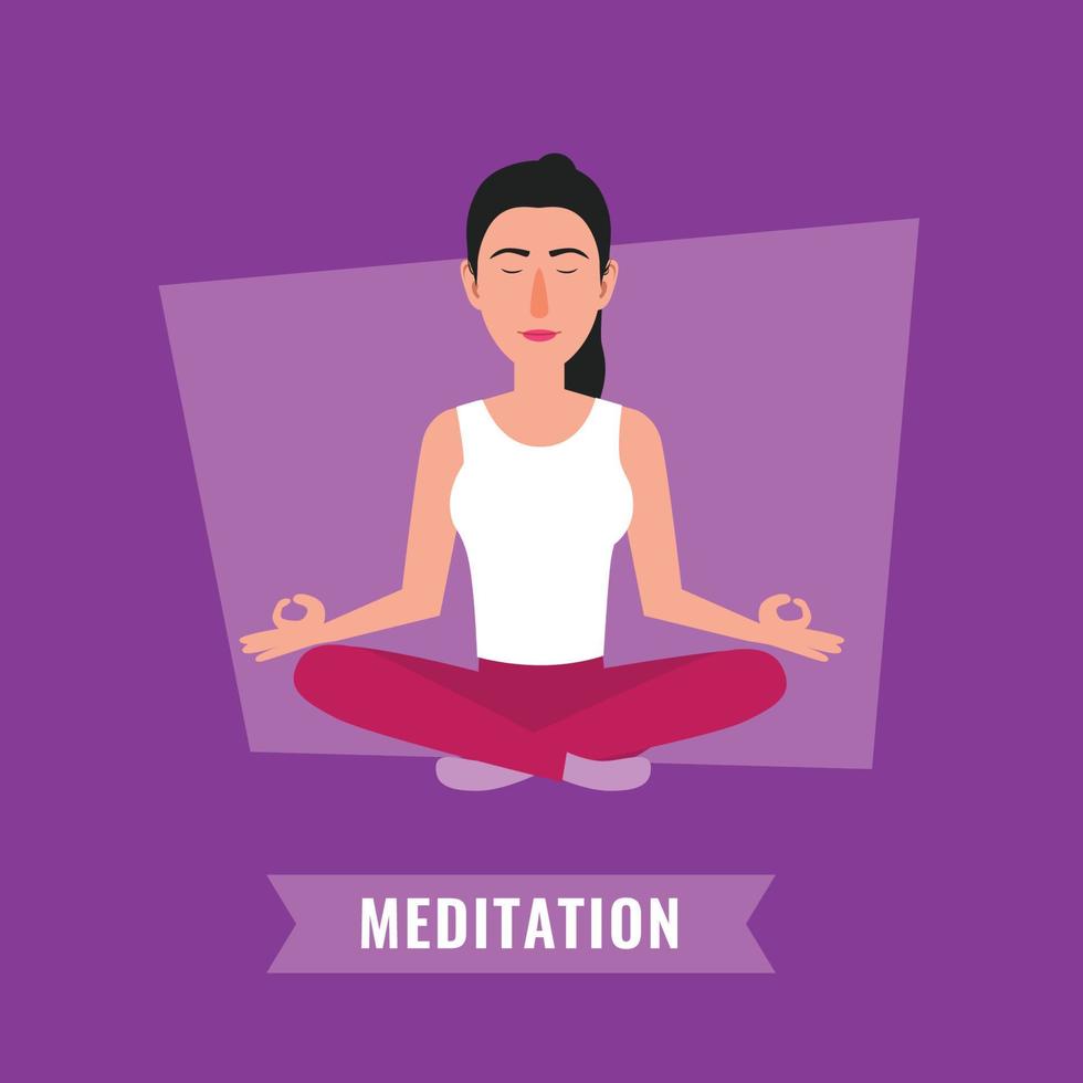 Woman meditating illustration vector