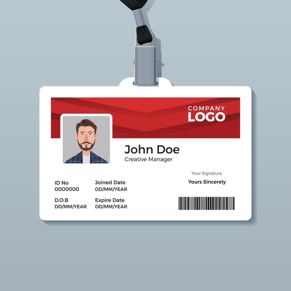 Simple and Clean Red ID Card Template vector