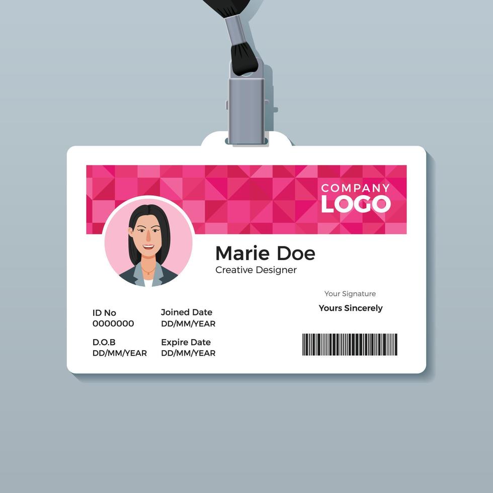 Pink Diamond ID Card Template vector