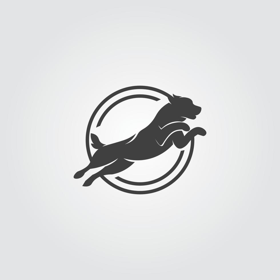Dog Jump Silhouette Simple Logo Icon vector