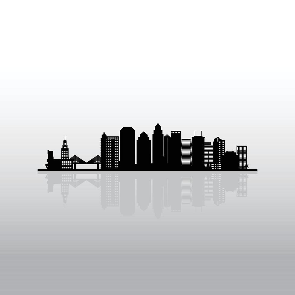 Tampa Florida Skyline Black And White Silhouette vector