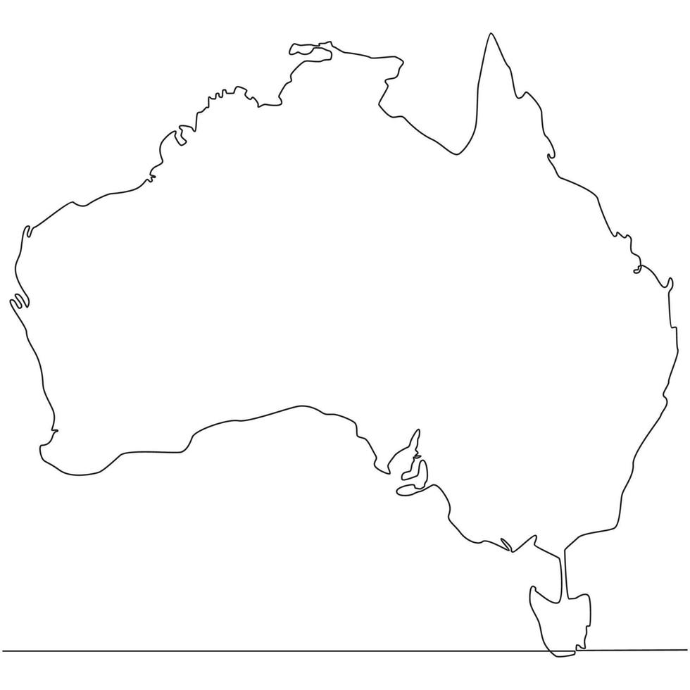 Continuous line drawing of map Australia vector line art illustration