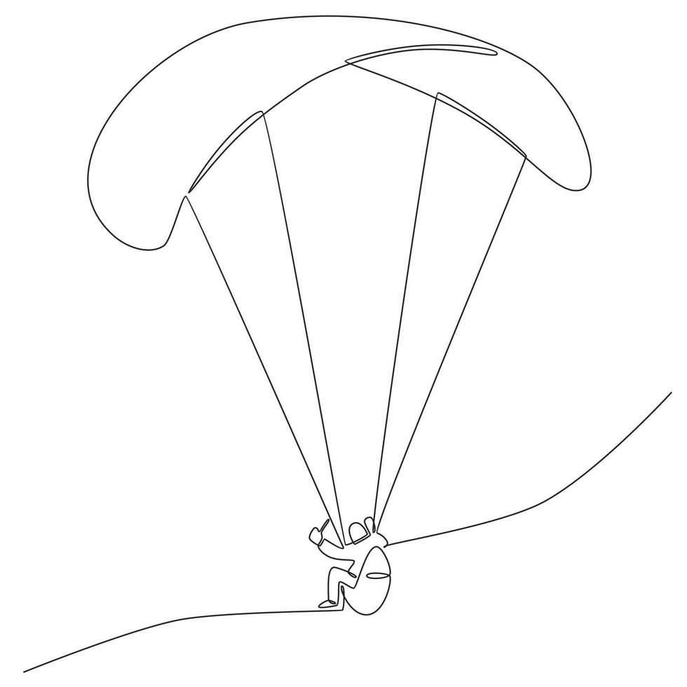 ilustración de vector de dibujo de línea continua de parapente