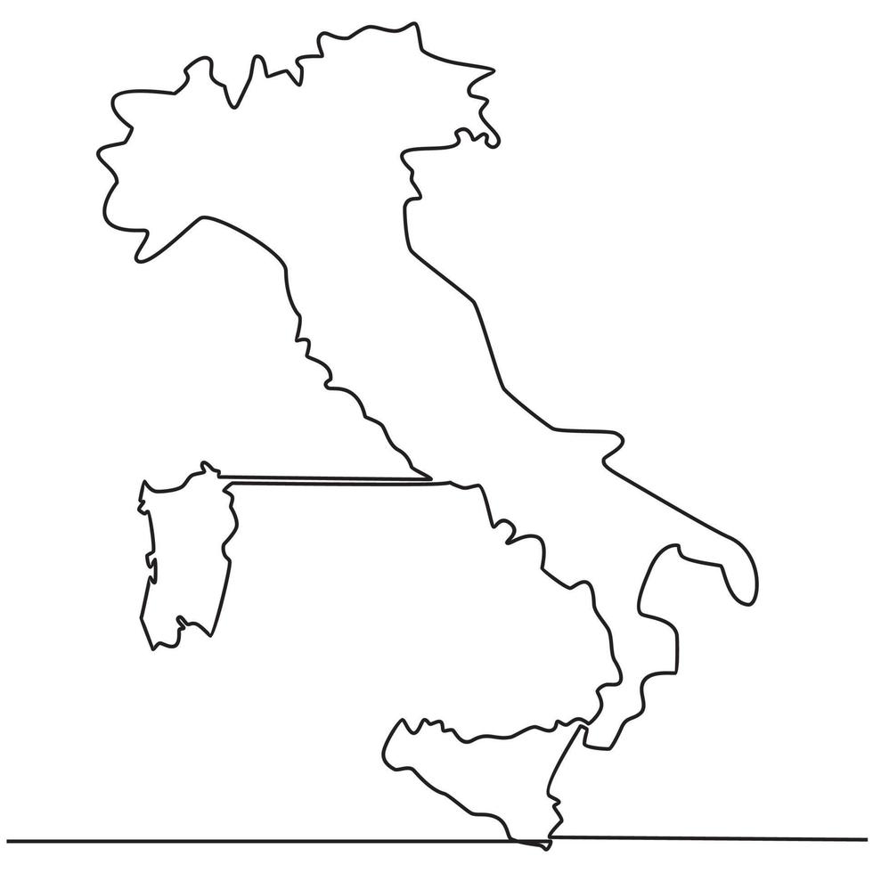 Continuous line drawing of map Italy vector line art illustration