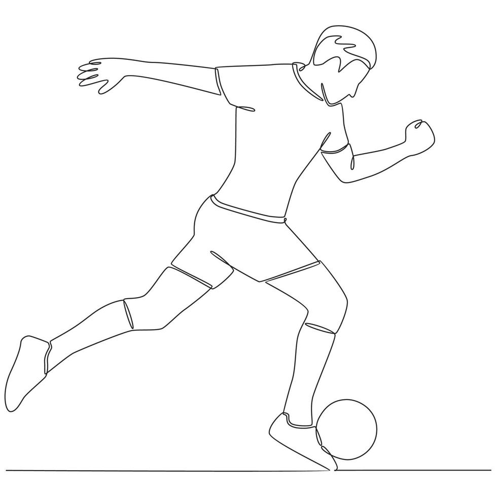 Continuous Line Drawing Football Player Vector Line Art Illustration