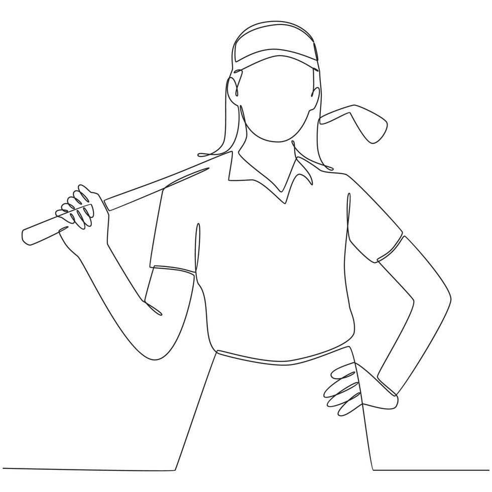 Golf player continuous line drawing vector line art illustration