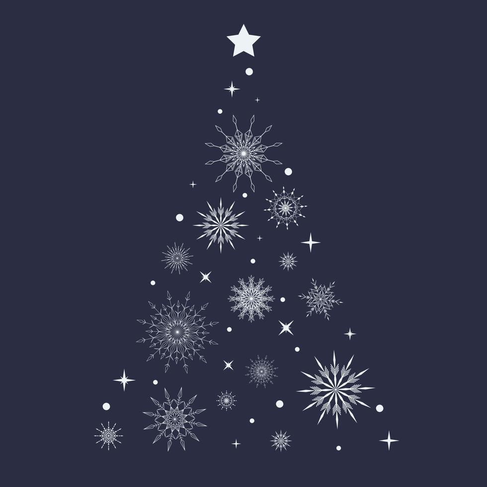 lacy snowflakes shaped christmas tree vector
