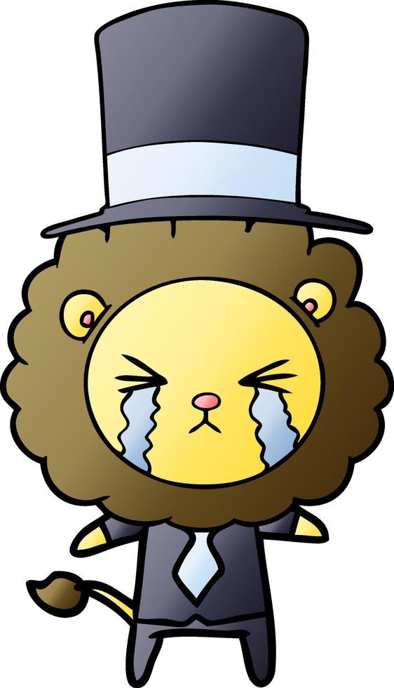 Cartoon cute lion crying vector