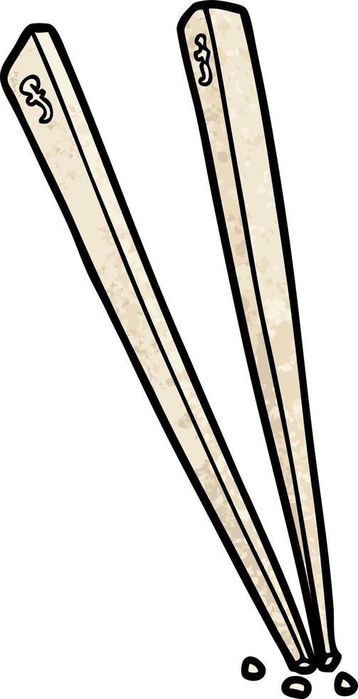 Retro grunge texture cartoon cute chopsticks vector