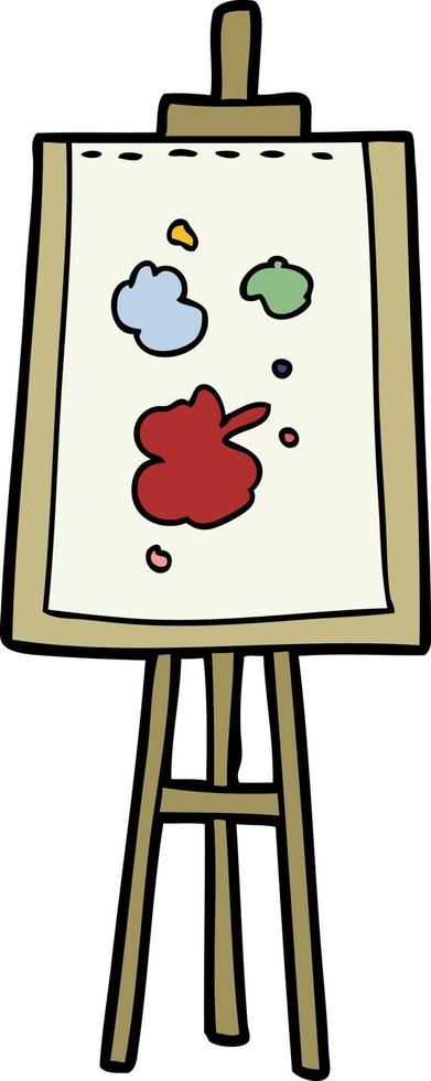 Cartoon painting canvas on easel vector