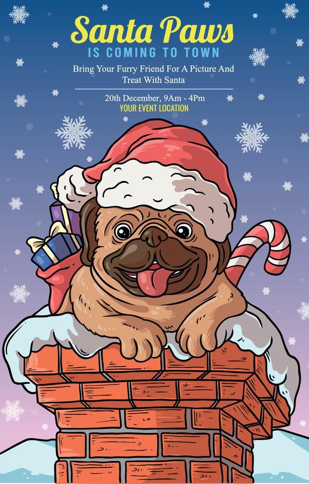 cartel del evento de las patas de santa vector