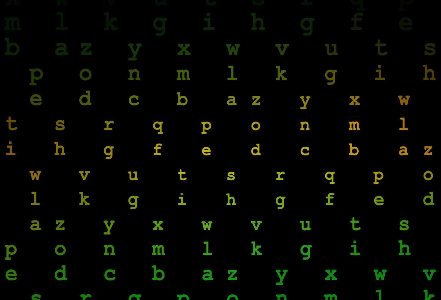 Dark green, yellow vector texture with ABC characters.