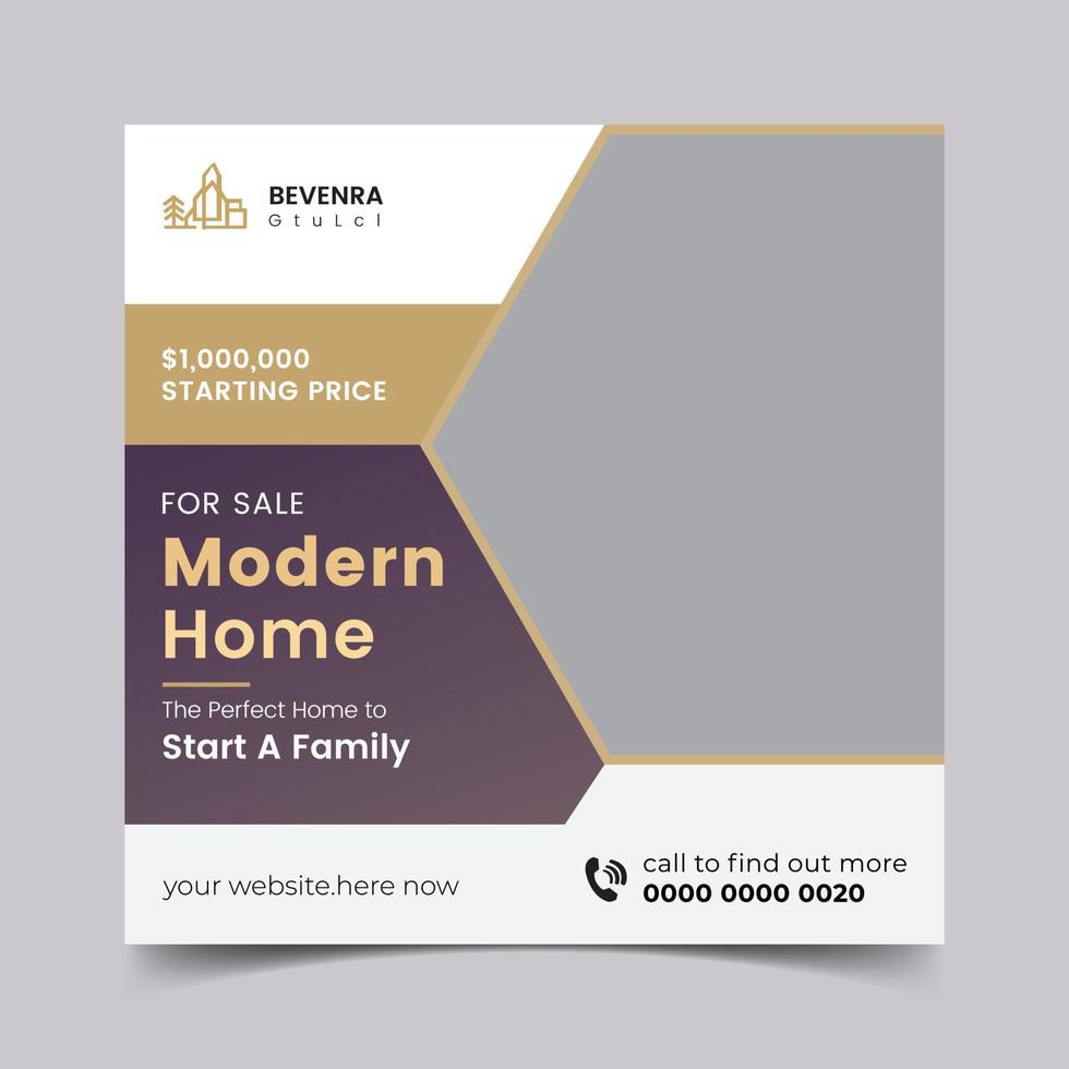 Home sale social media post template. vector