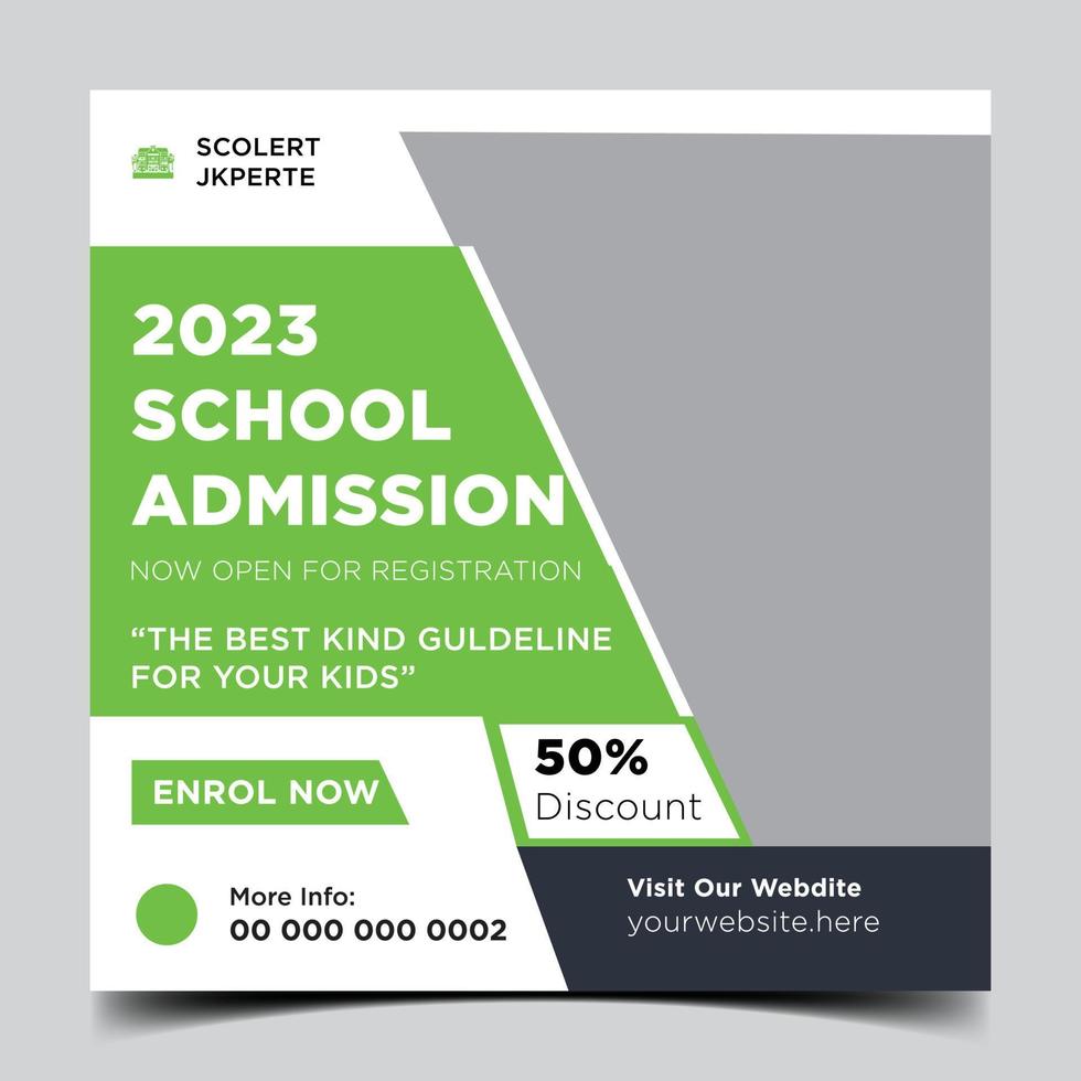 Back to school admission social media post banner template design vector